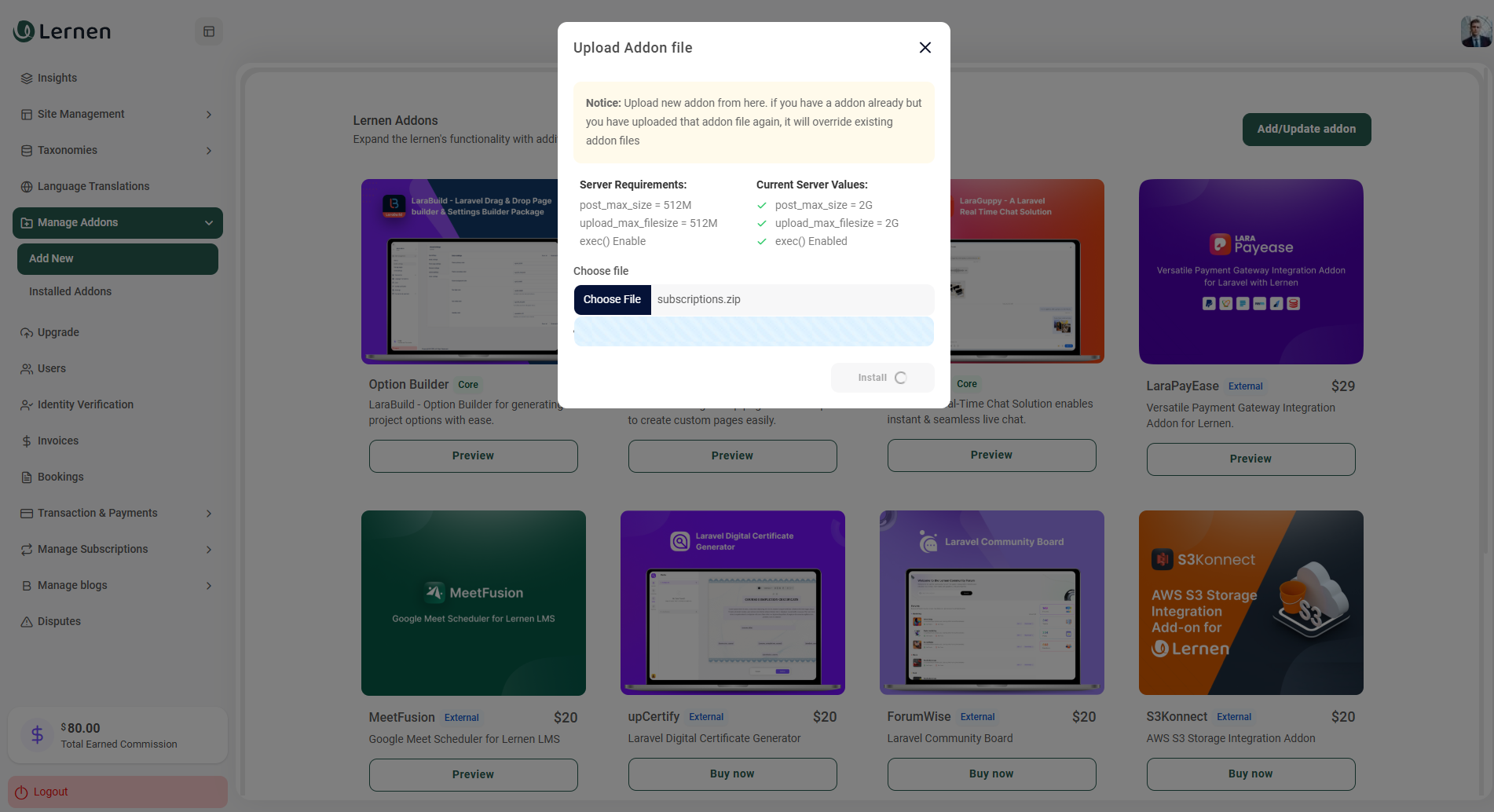 Subscription Addons